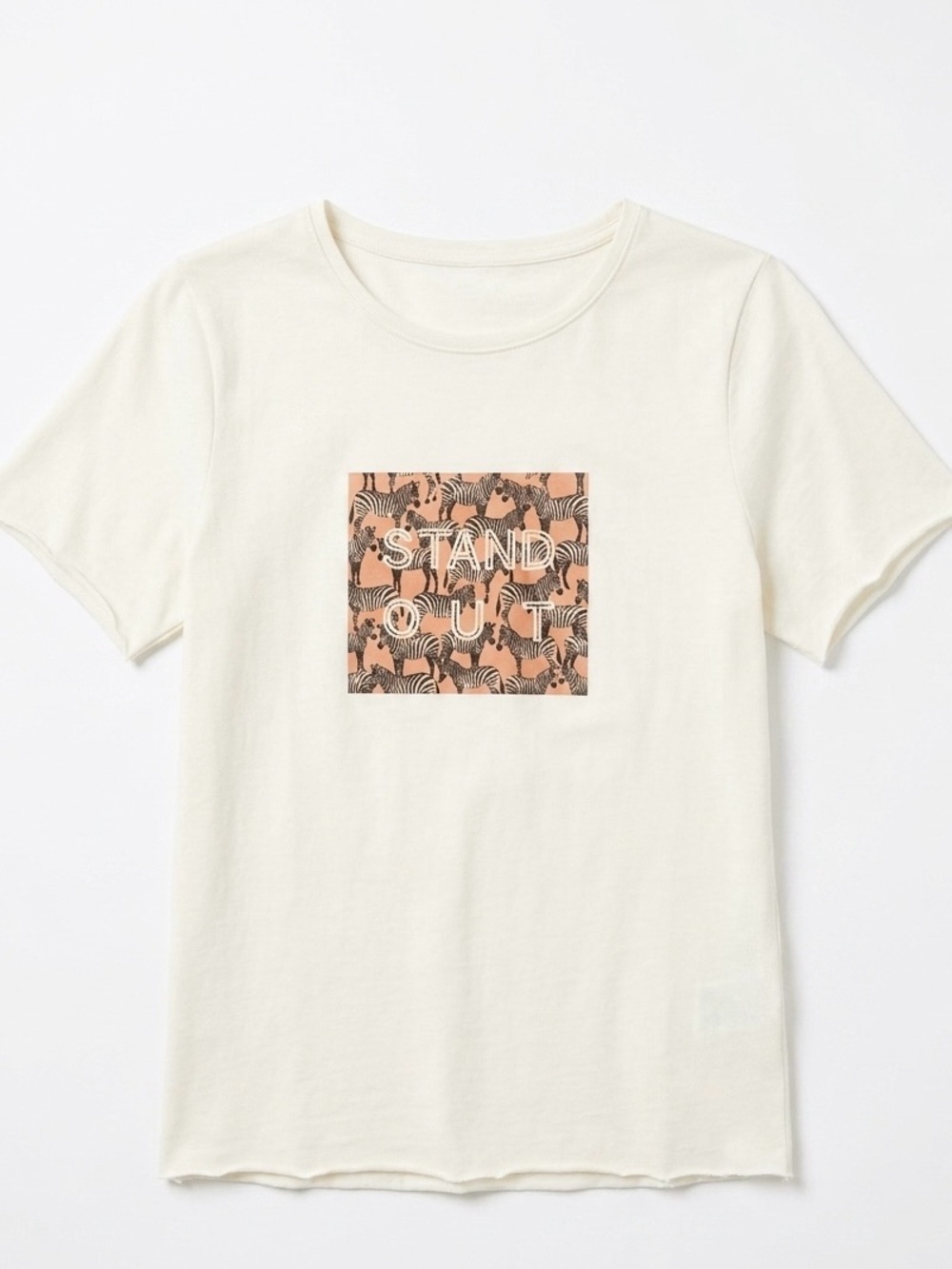 Grey Vintage Girls "Stand Out" Zebra Graphic T-Shirt Cotton Cream 10Y NWT
